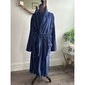 Vintage Stafford Plush Terry Cloth Robe Striped Loungewear One Size Fits Most